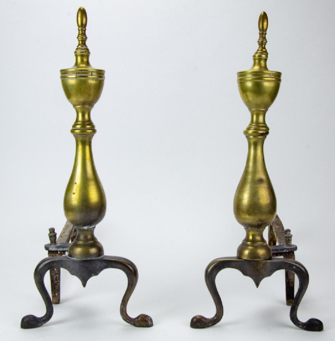 Pair Federal Style Brass Andirons (1 of 5)