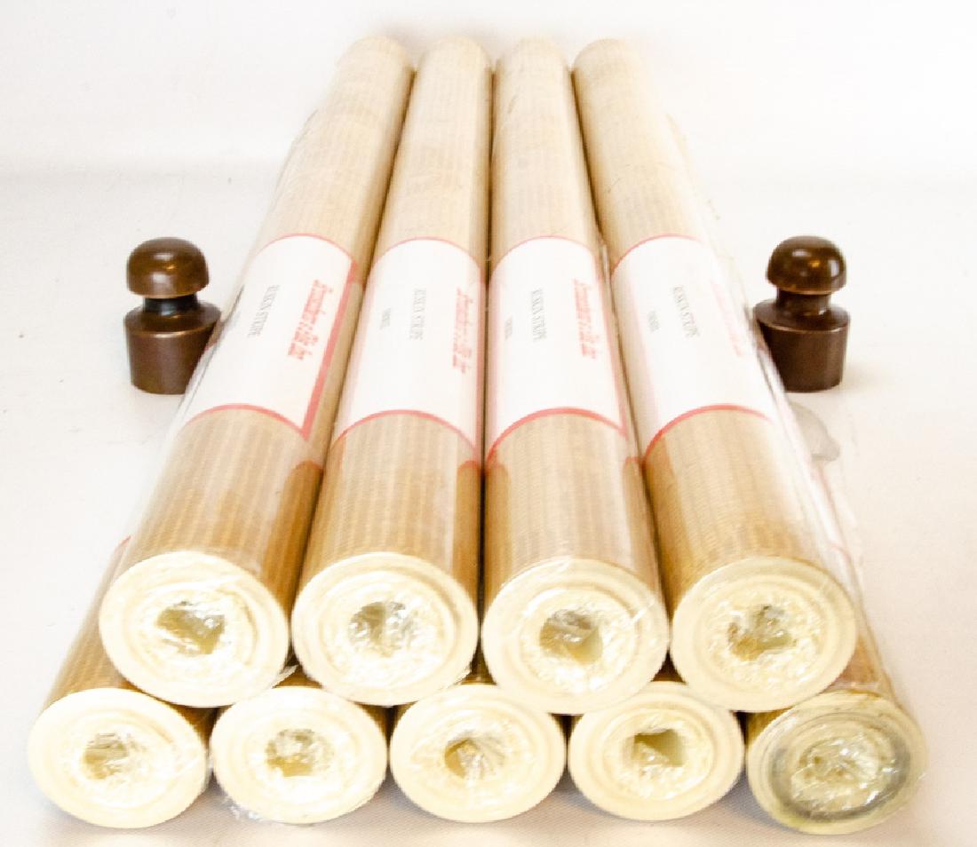 9 Unused Rolls Brunschwig & Fils Wall Paper: 9 Unused Rolls Brunschwig & Fils Wall Paper. Pattern is Ruskin Stripe intended to look like a grass cloth pattern. 9 rolls each 5 Yards x 27 inches.