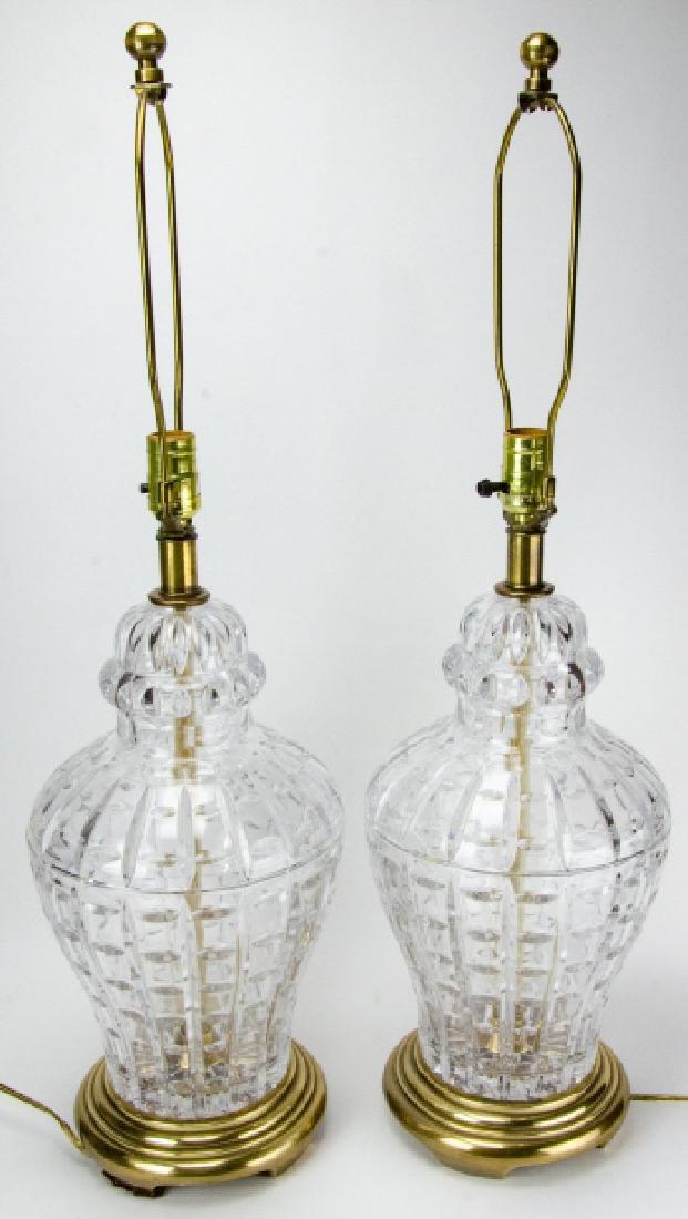 Pair Rubbed Brass / Glass Ginger Jar Form Lamps (1 of 5)