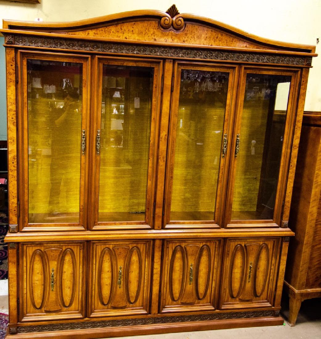 Neoclassical Style Burled Wood Veneer Breakfront (1 of 10)