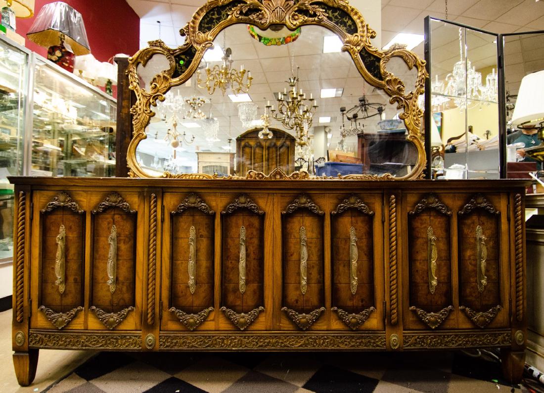 Neoclassical Burled Wood & Gilt Bureau W Mirror (1 of 8)