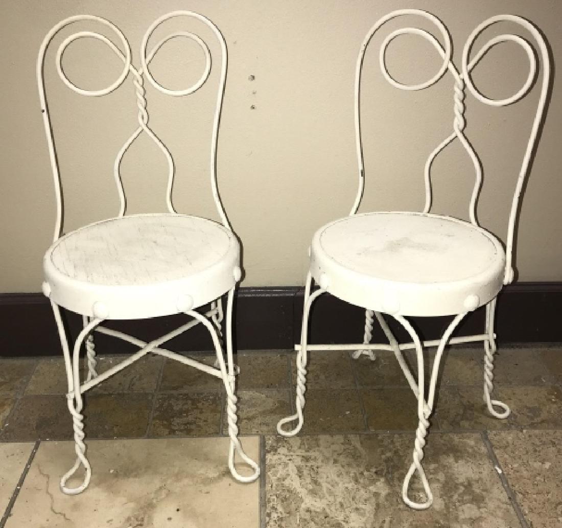 2 Child Size Metal Bistro Ice Cream Parlor Chairs (1 of 4)