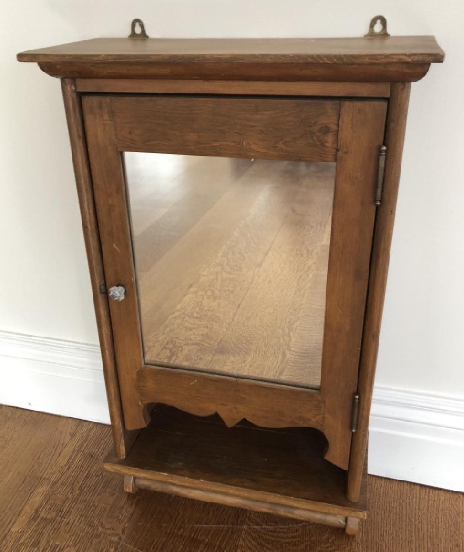Vintage Oak Mirrored Medicine Chest: Vintage Oak Mirrored Medicine Chest. 31 inches x 18 inches x 8 inches. Property of a historic Bedford New York 19th Century mansion.
