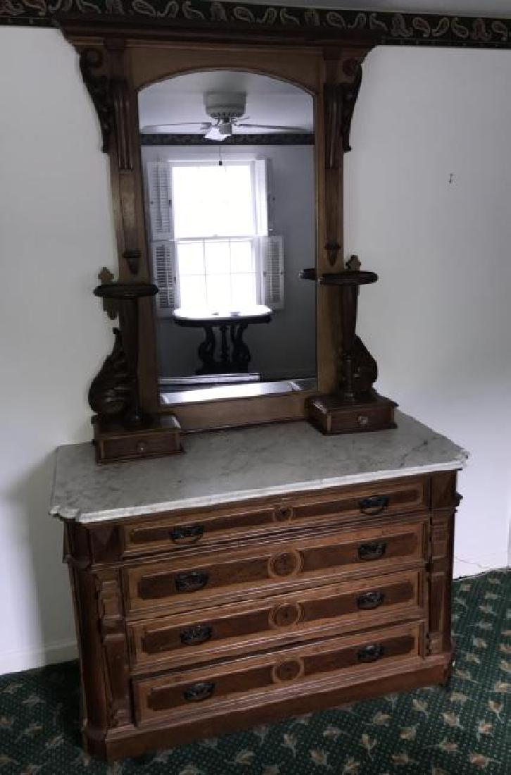 Antique 19th C Victorian Marble Top Bureau / Chest