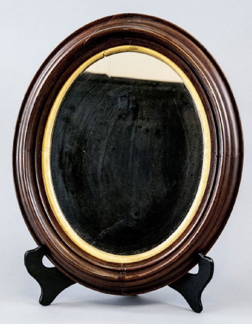Vintage Cherry Mahogany Gilt Wood Oval Mirror Apr 07