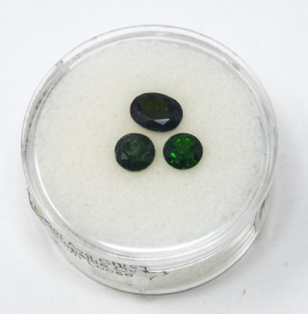 Loose Stones - Chrome Diopside: Loose Stones - Chrome Diopside. Two round and one oval cut.