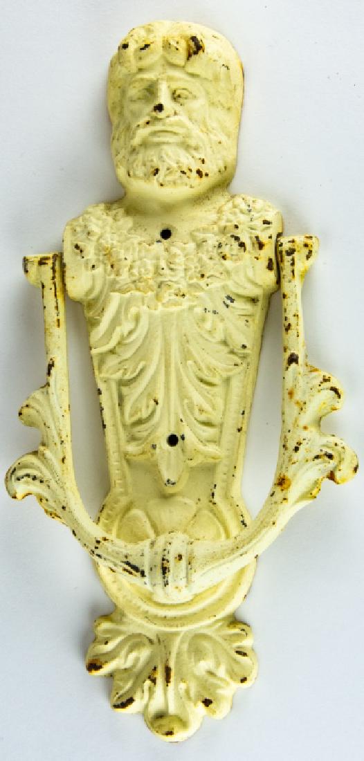 Cast Iron Mythological Caryatid Form Door Knocker: Cast Iron Mythological Caryatid Form Door Knocker. Measures 11 inches in height.