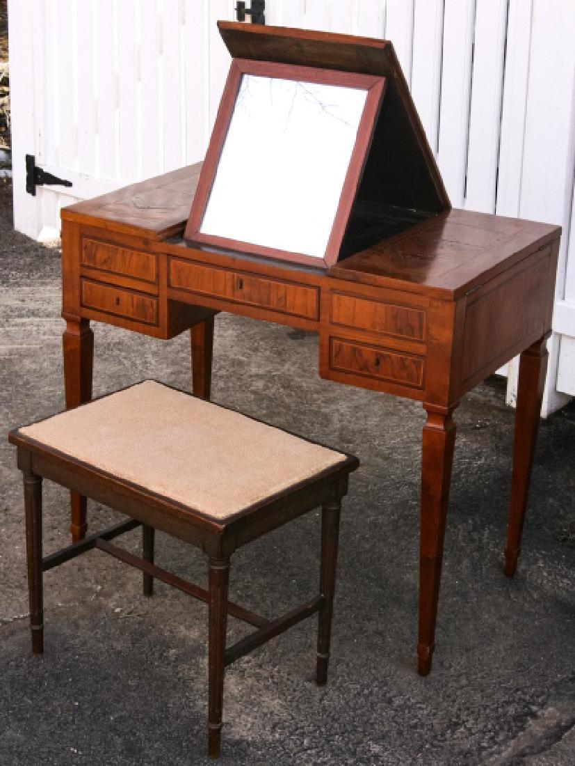 Mid Century Vanity w Folding Mirror, Folding Sides: Mid Century Vanity w Folding Mirror, Folding Sides. 30 inches x 33 inches x 19 inches closed and 52 inches x 33 inches x 19 inches closed.