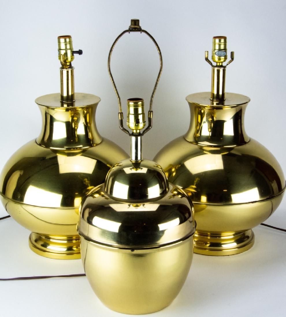3 Mid Century Ginger Jar Style Brass Lamps: 3 Mid Century Ginger Jar Style Brass Lamps. 20 inches x 14 inches in diameter.