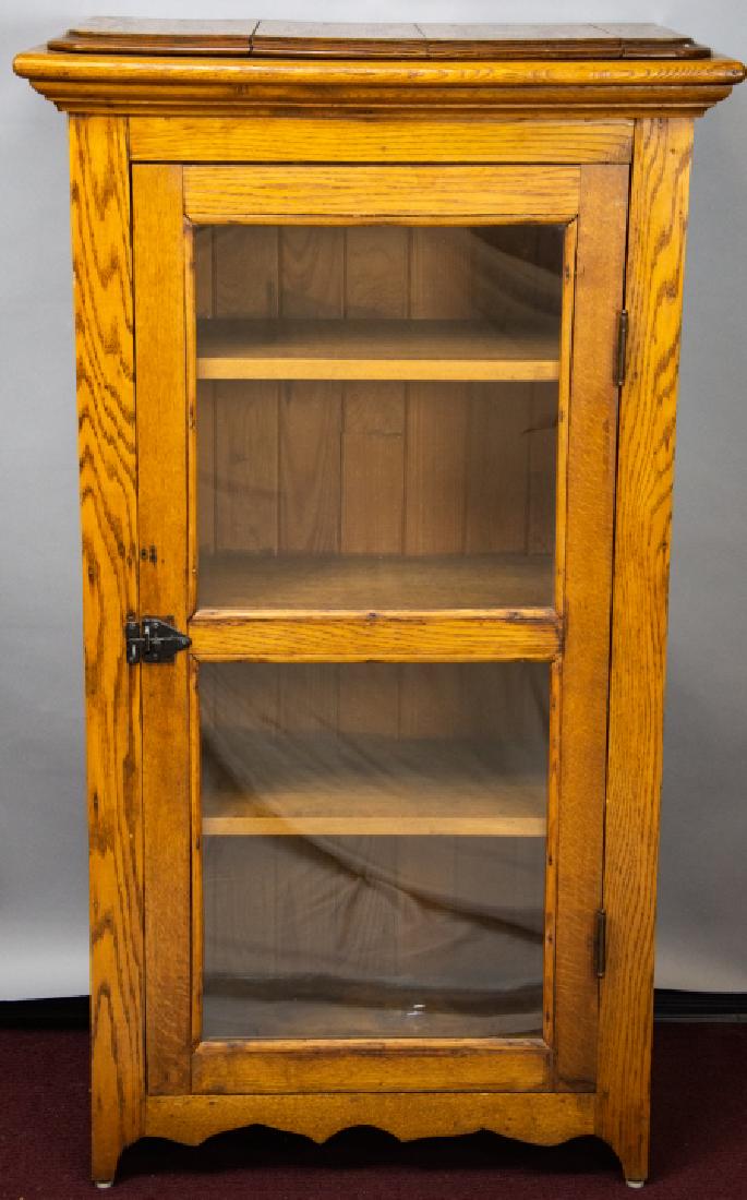 Vintage Glass Front Oak Paneled Pie Safe / Cabinet (1 of 9)