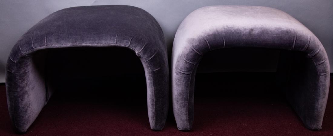 Pair Mid Century Rolled Form Velvet Ottomans (1 of 10)