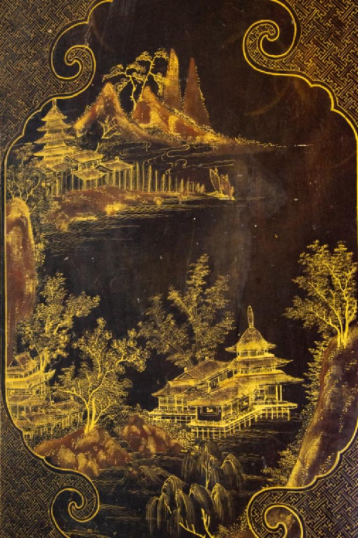 Antique Asian Black Lacquer + Gilt Coffee Table (1 of 6)