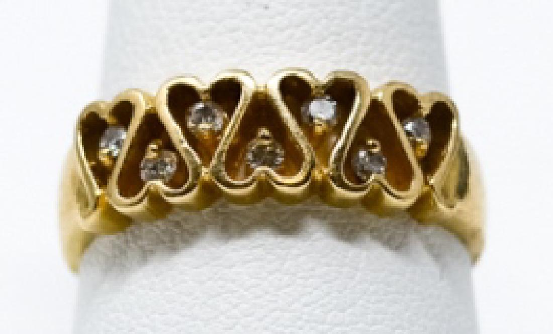 14kt Yellow Gold & Diamond Heart Motif Ring (1 of 5)
