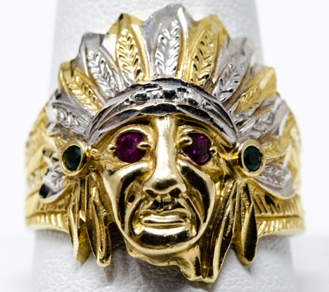 Vintage 10kt Yellow Gold Indian Chief Ring (1 of 6)