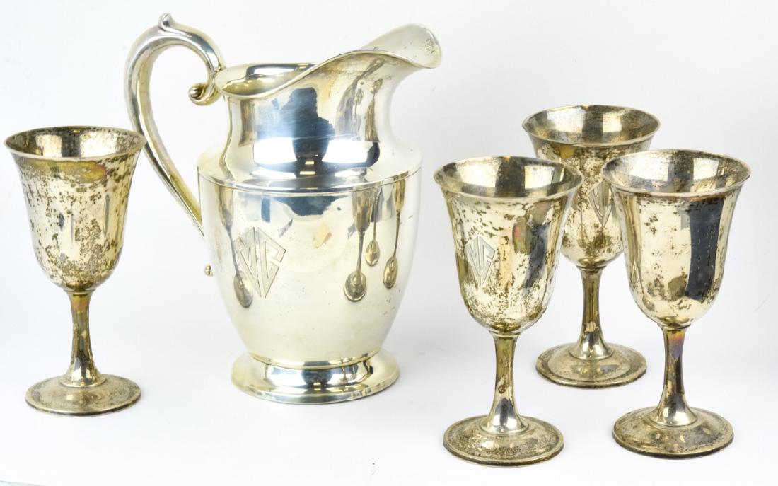 4 Wallace Sterling Silver Goblets & Pitcher (1 of 10)