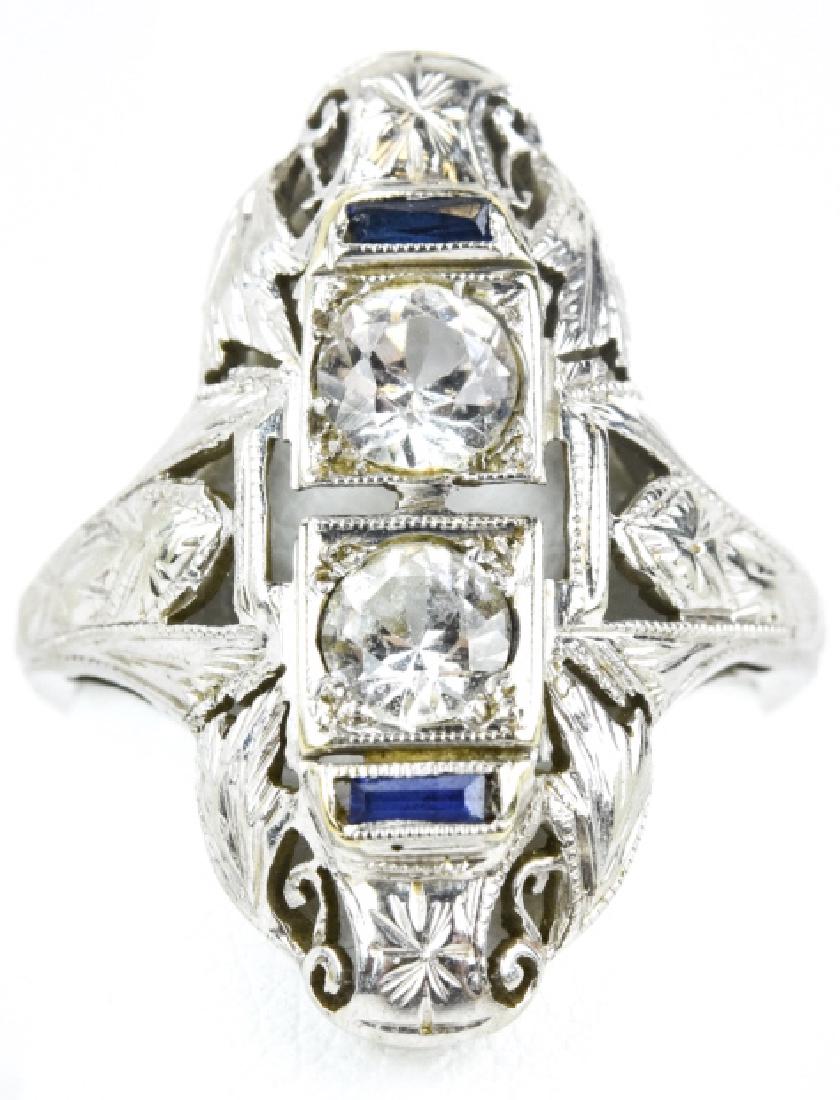 Art Deco 14k White Gold & Sapphire Ring (1 of 5)