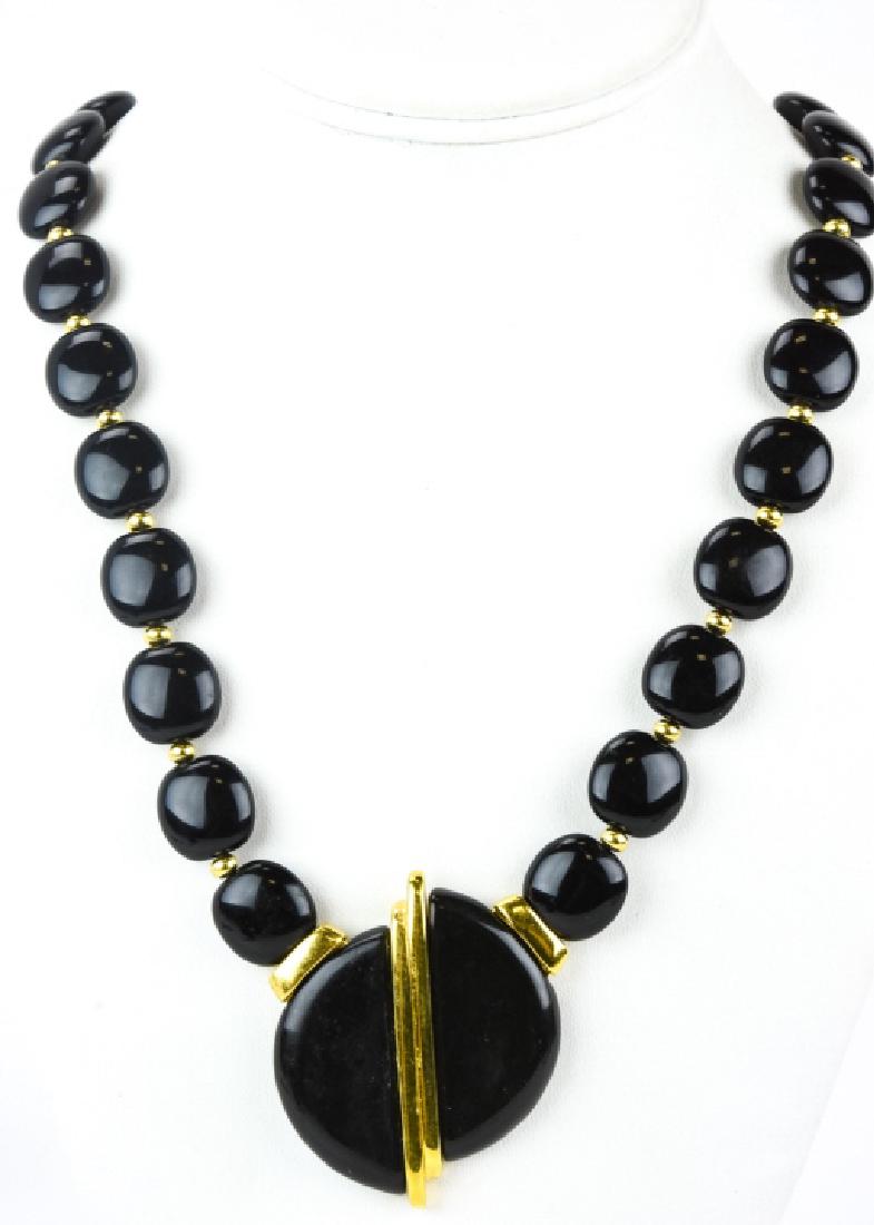 Vintage Faux Onyx Gilt Metal Statement Necklace (1 of 6)