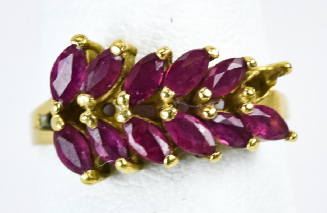 14K Gold Ruby Leaf Motif Ring (1 of 5)