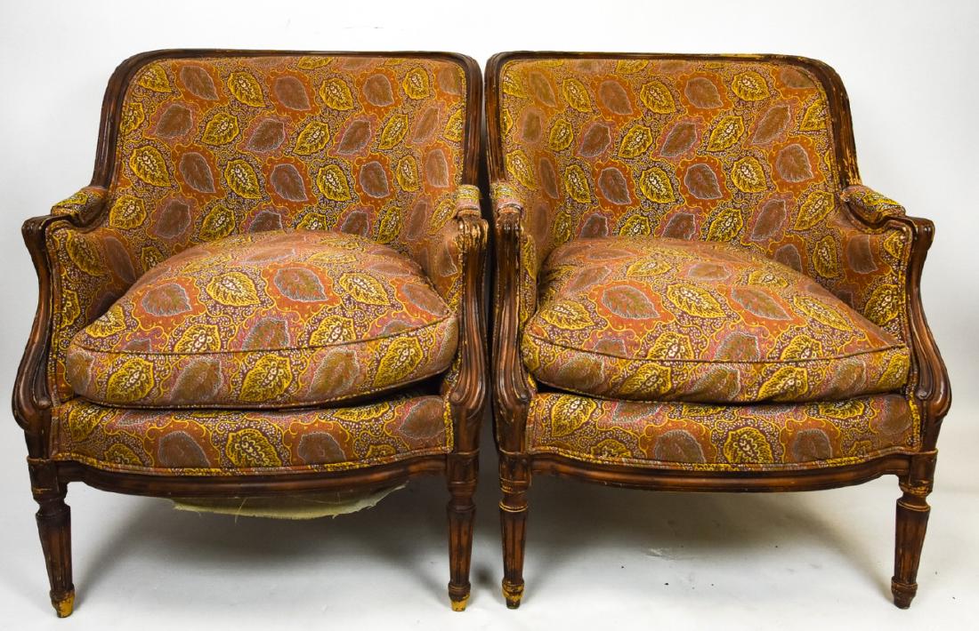 Pair Antique Reupholstered Down Filled Club Chair (1 of 10)