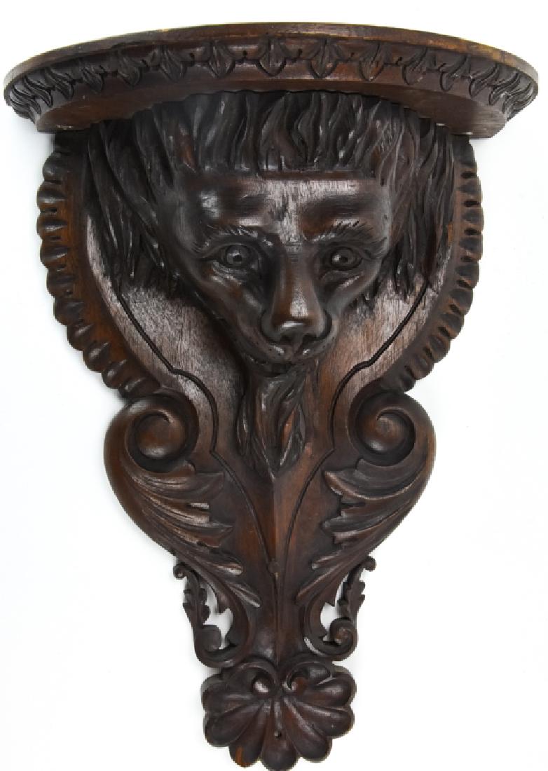 Antique 19th C Hand Carved Lion Wall Shelf Bracket (1 of 6)