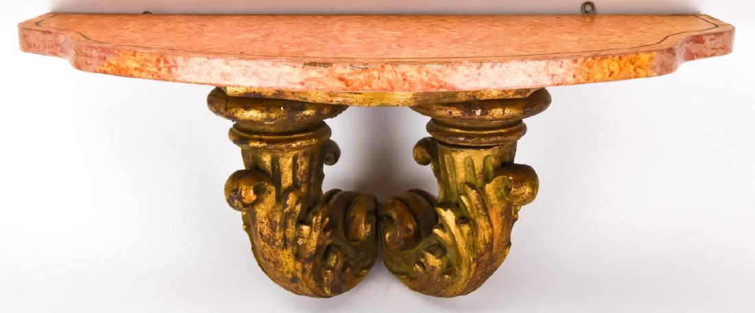 Antique Italian Baroque Gilt & Faux Marble Shelf (1 of 5)