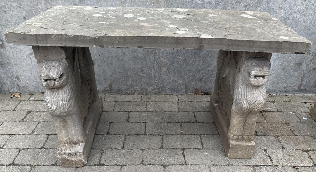 Neoclassical Style Cast Stone Griffin Garden Bench (1 of 6)