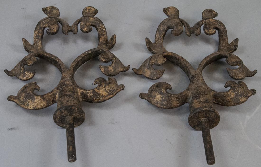 Pair Architectural Salvage Scrollwork Iron Finials (1 of 2)