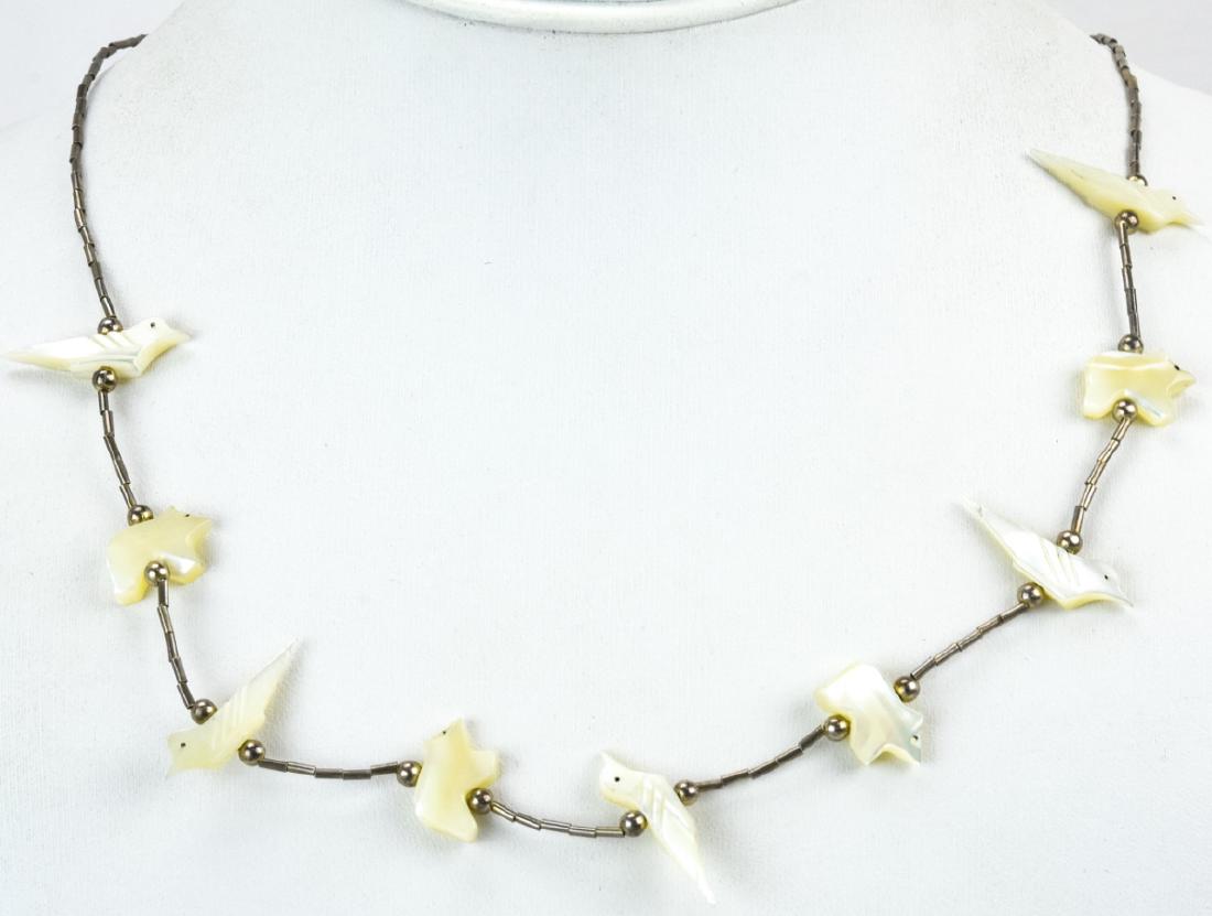 Native American Silver & Shell Fetish Necklace (1 of 6)