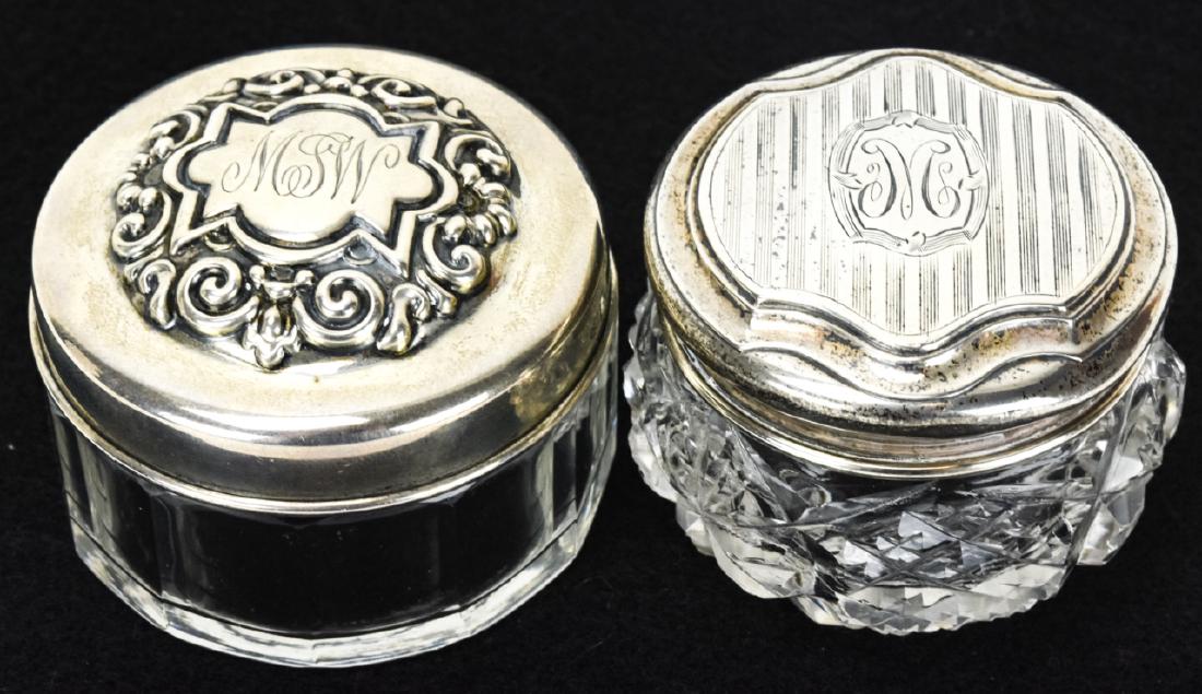 2 Antique Sterling Silver Cut Crystal Vanity Jars (1 of 9)