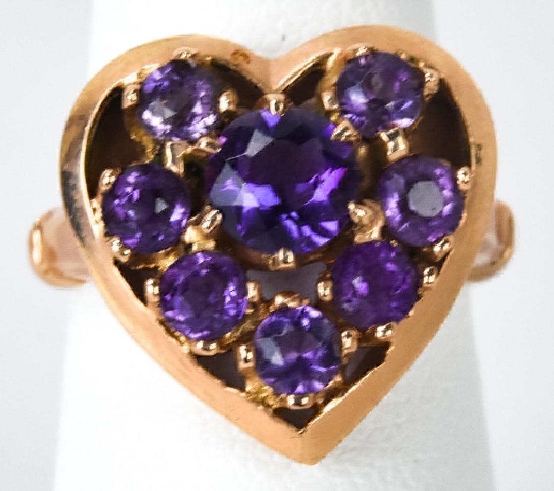 Estate 14kt Yellow Gold Amethyst Heart Ring (1 of 5)