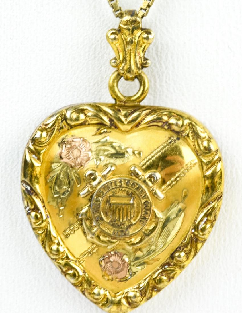Antique United States Coast Guard Heart Pendant: Antique United States Coast Guard Heart Pendant on Chain. Chain measures 20 inches in length.