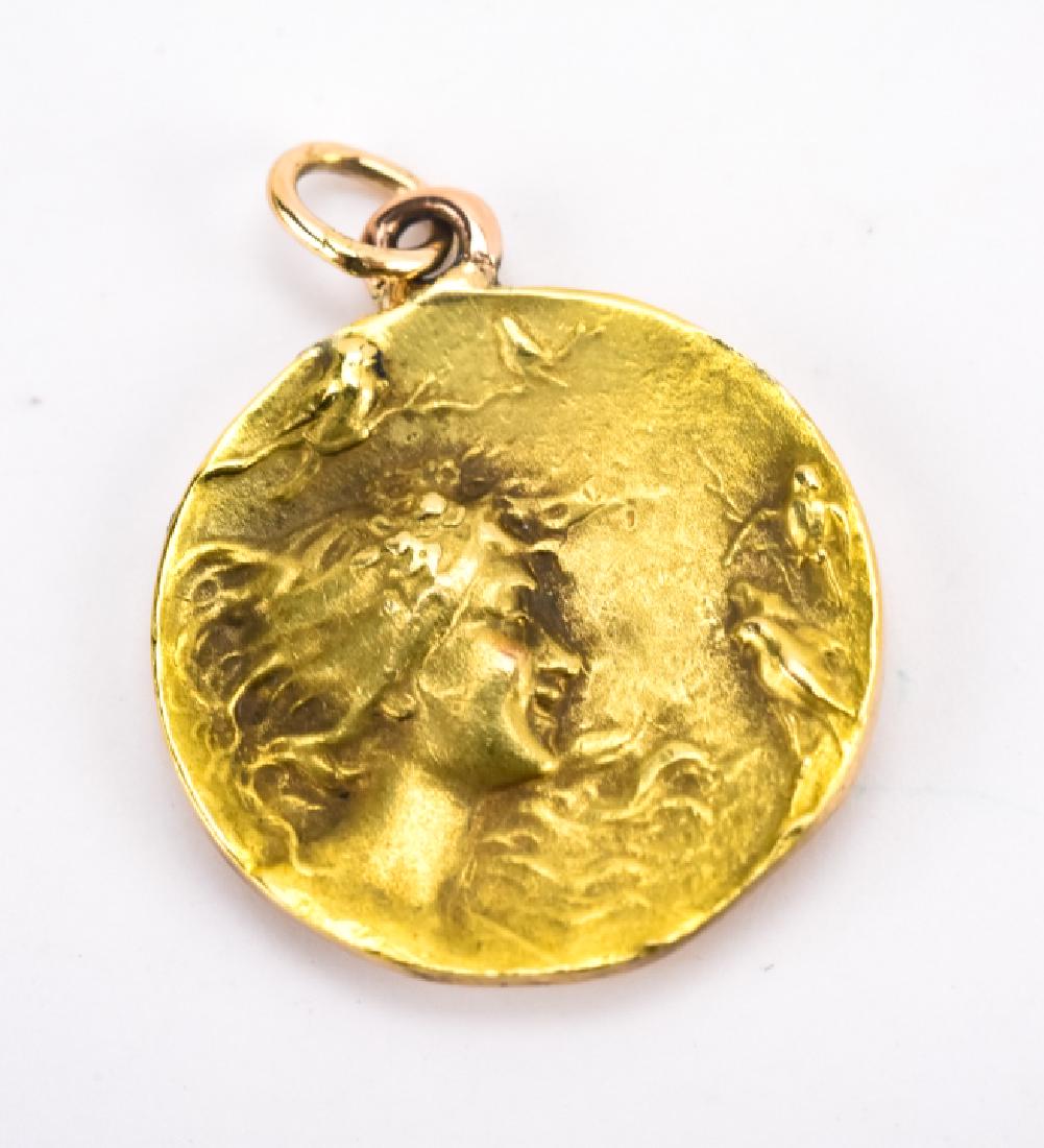 Antique Art Nouveau 14kt Gold Necklace Pendant (1 of 4)