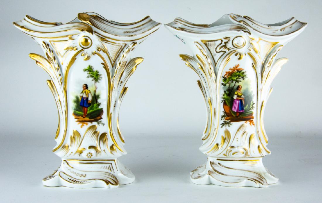 Pair Antique 19th C Old Paris Porcelain Vases (1 of 10)