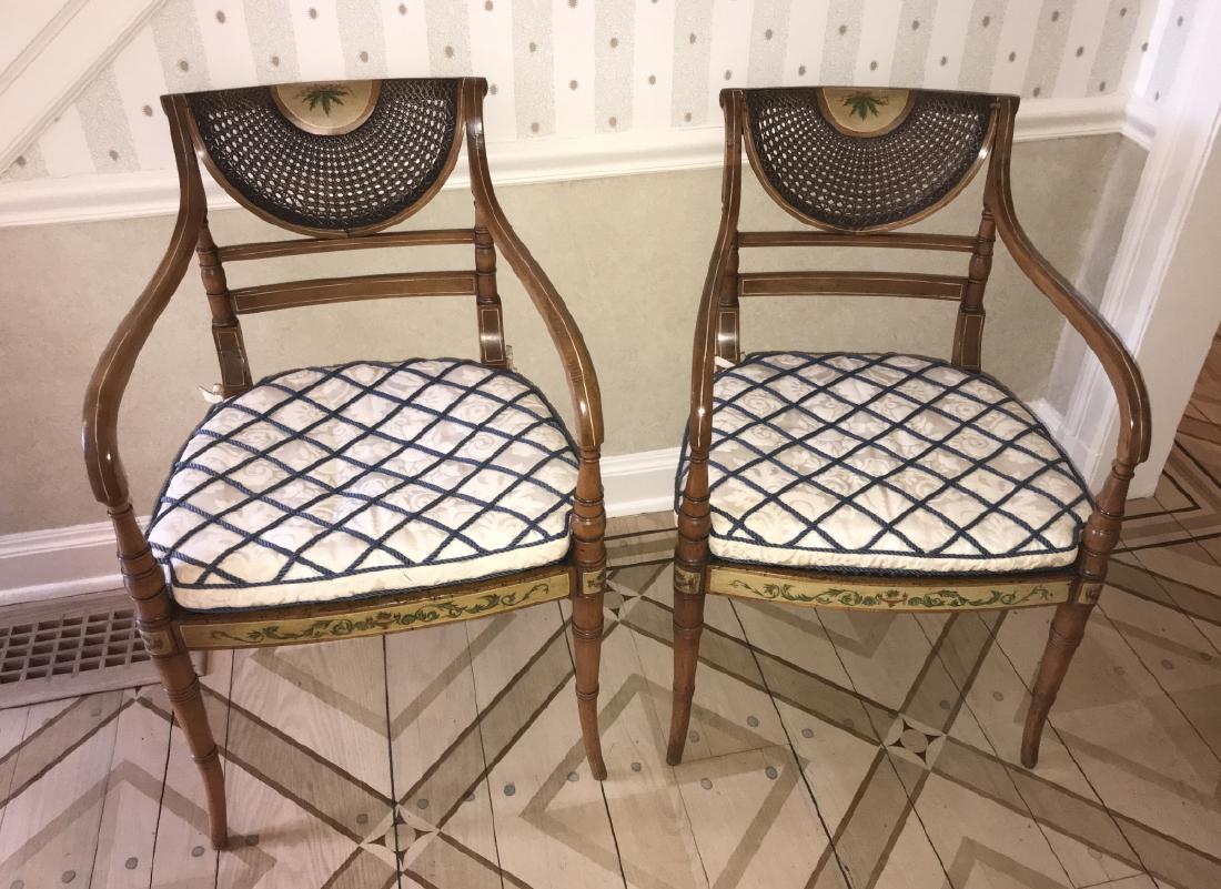 Pair Antique English Regency Style Caned Armchairs (1 of 6)