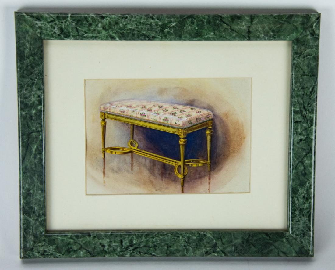 Antique 19th C French Design Watercolor Painting (1 of 5)