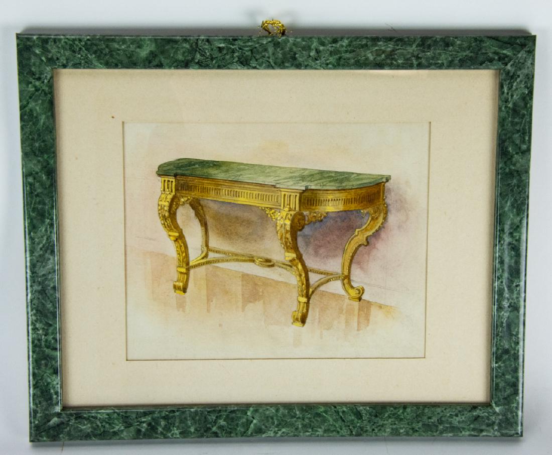 Antique 19th C French Design Watercolor Painting (1 of 5)