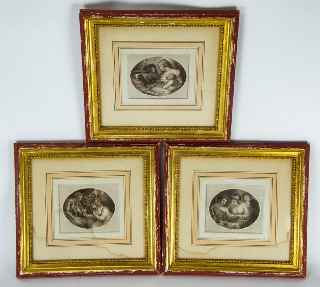 Set Three Antique 18th C English Framed Engravings (1 of 6)