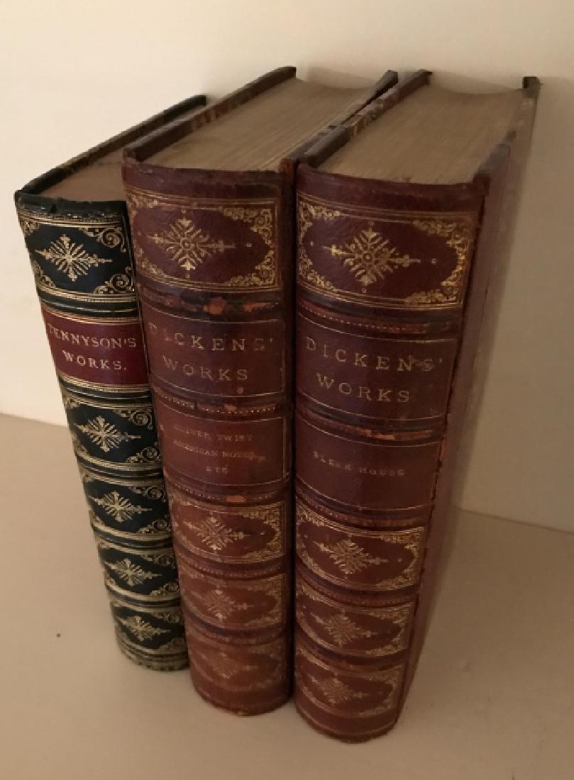 Three Antique Leather Bound Books Incld Dickens (1 of 2)