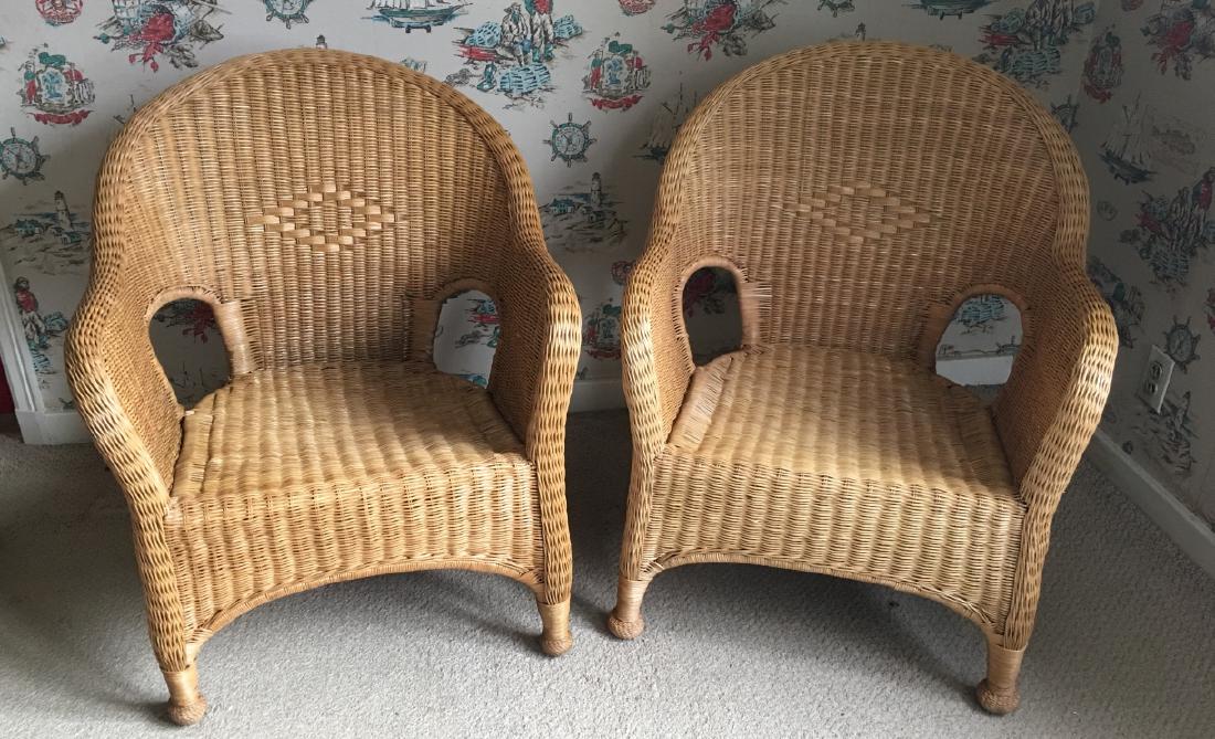 Pair Vintage Wicker Arm Chairs (1 of 3)