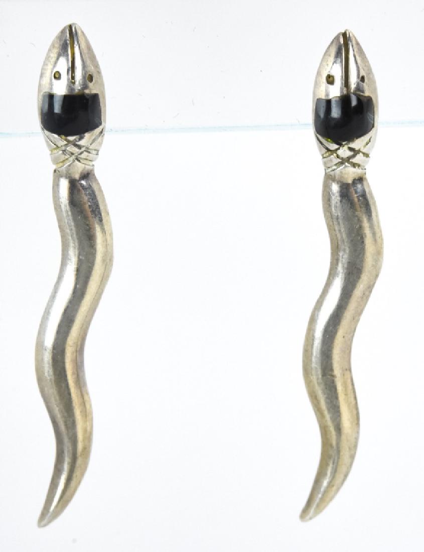 Pair of Vintage Sterling Silver Snake Earrings (1 of 5)