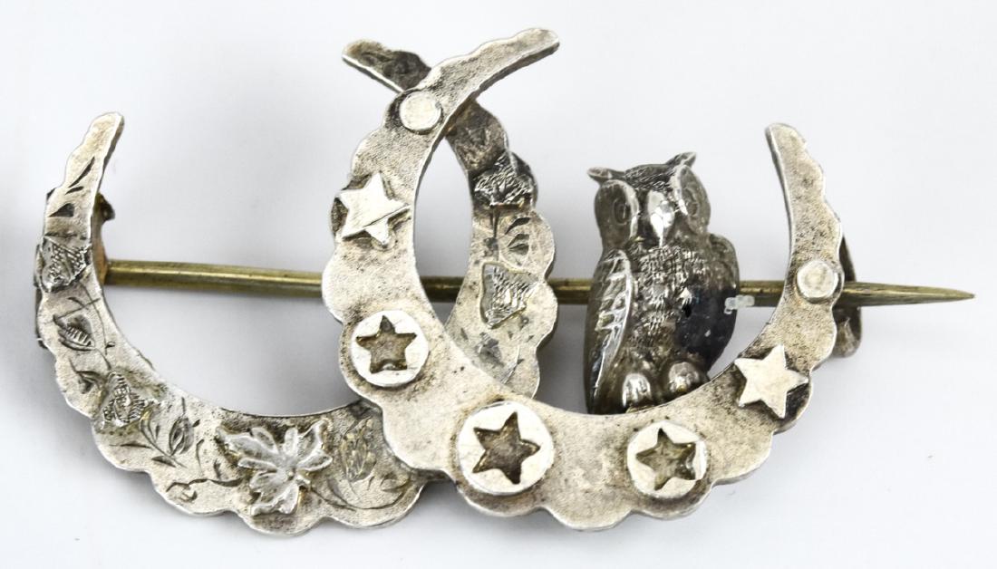 Antique 19th C Sterling Silver Crescent Moon Pin (1 of 4)