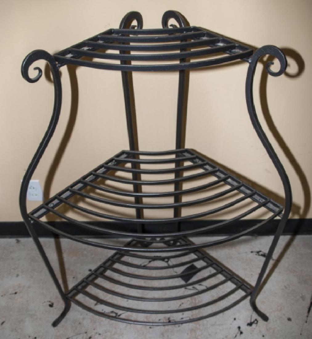 Wrought Iron 3 Shelf Corner Etagere / Plant Stand (1 of 3)