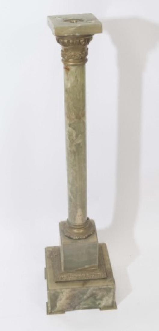 Antique Green Onyx Pedestal w Ormolu Mount (1 of 3)