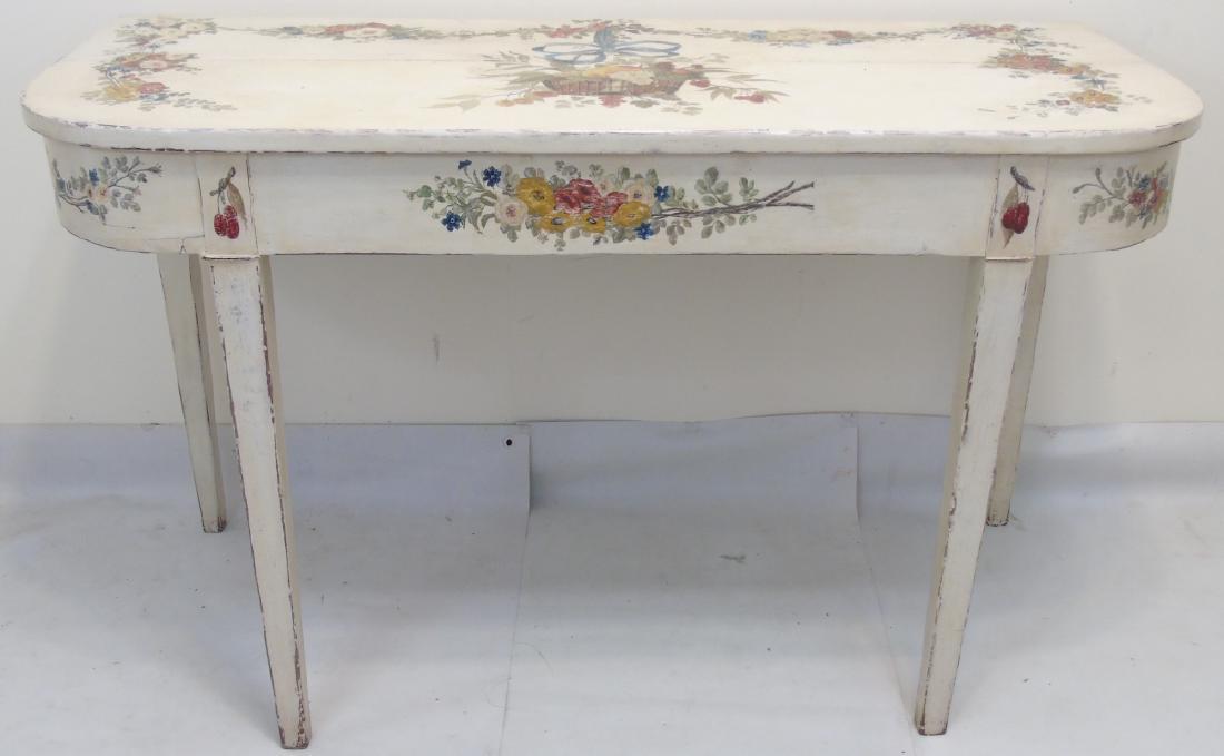 Antique Hand Painted Console Table w Floral Detail (1 of 3)