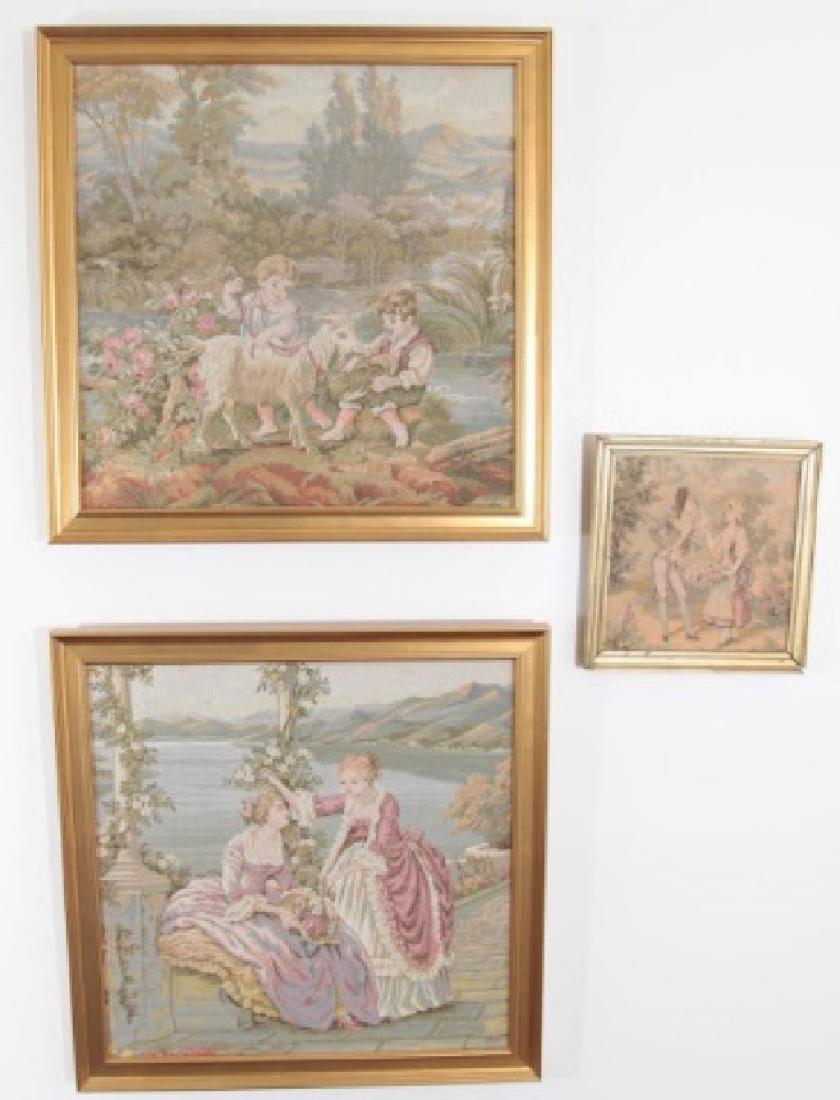 3 Gold Framed French Tapestries - Pair & Smaller (1 of 3)