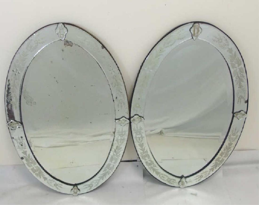 Vintage Pair Venetian Style Etched Glass Mirrors (1 of 3)