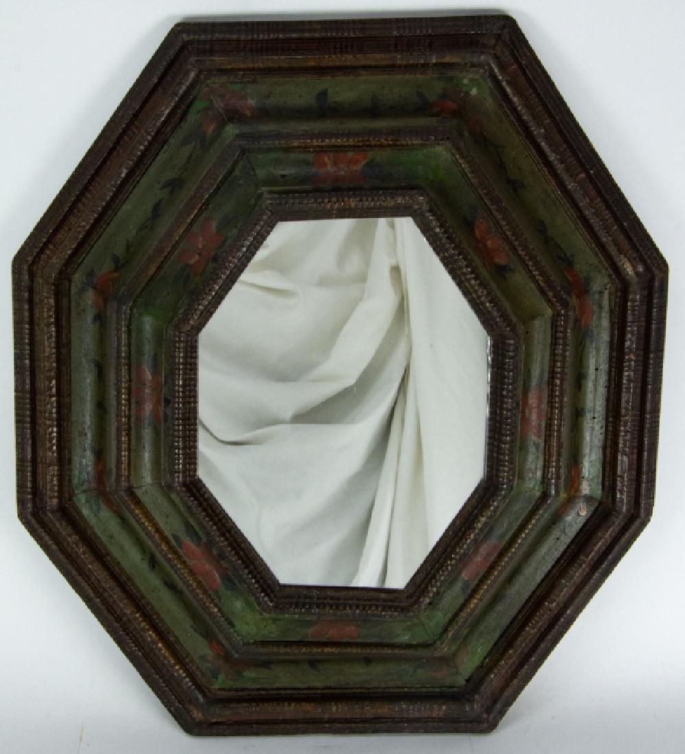 Antique East Lake Style Hand Painted Mirror: Antique East Lake Style Hand Painted Mirror. Hand painted floral design. 18 inches x 16 inches.