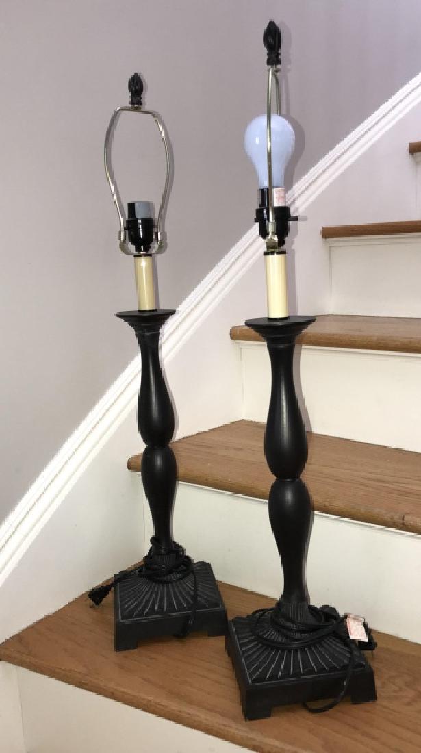 Pair of Contemporary Black Candlestick Form Lamps (1 of 3)