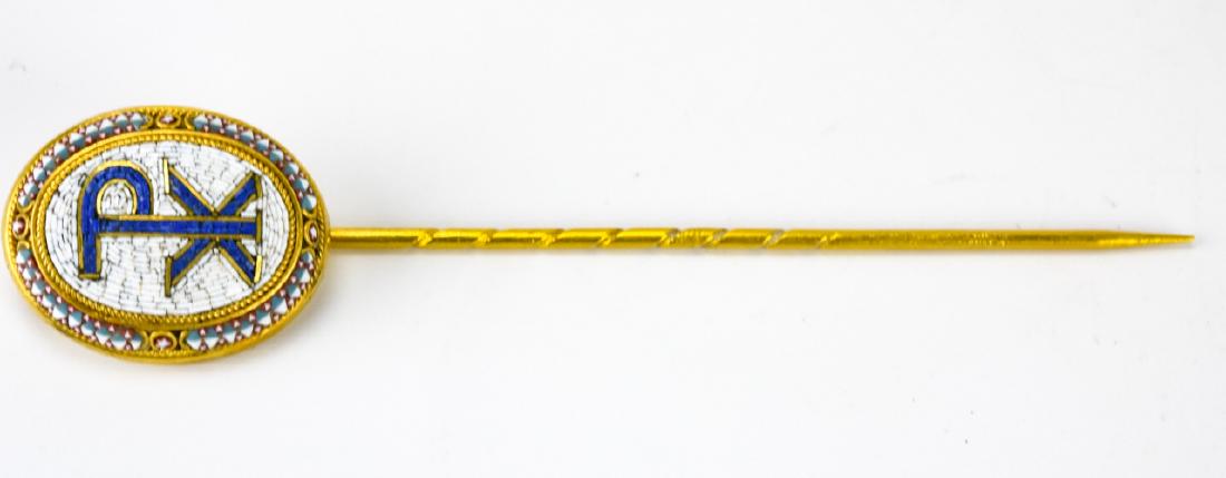Antique 18kt Yellow Gold & Micro Mosaic Stick Pin (1 of 8)