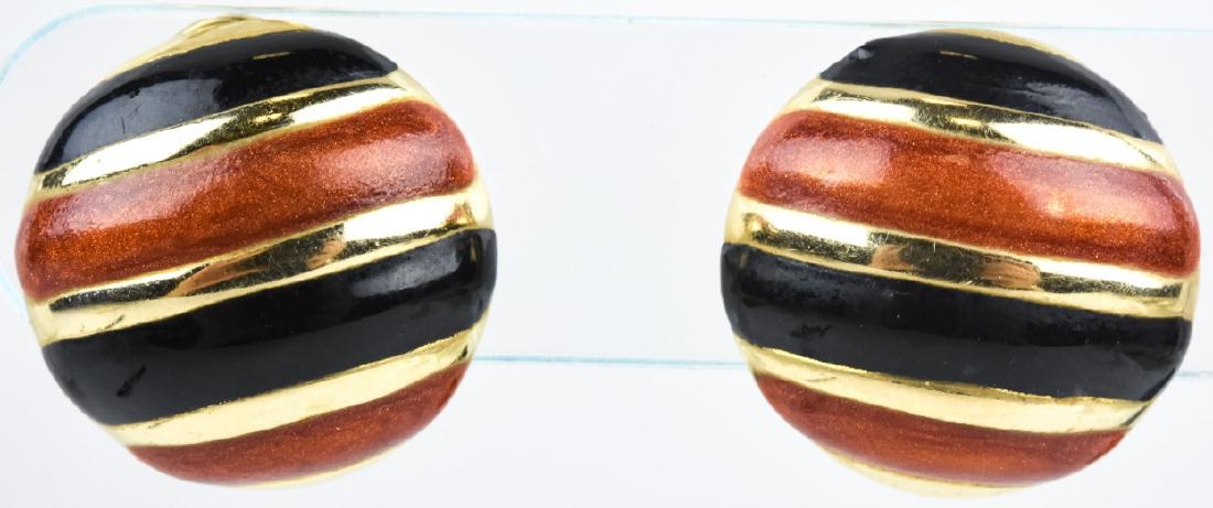 Estate 14kt Yellow Gold & Enamel Dome Earrings (1 of 5)